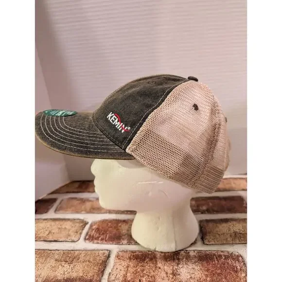 New Kemin Hat Cap Logo Mesh Snapback Trucker Baseball Farm Brown Tan Snap Back - Picture 3 of 7